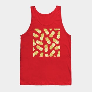Tropical Pineapple Gold Pattern Tank Top